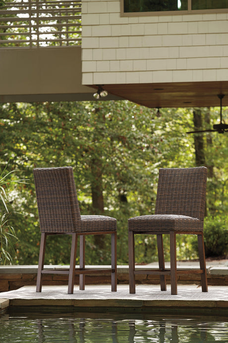 Paradise Trail Bar Stools styled on outdoor patio