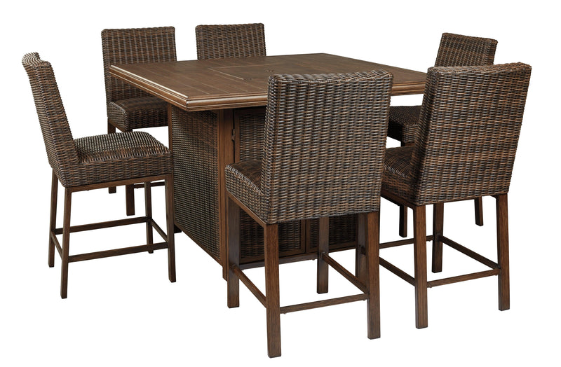 Paradise Medium Brown Trail Outdoor Dining Table And 6 Chairs