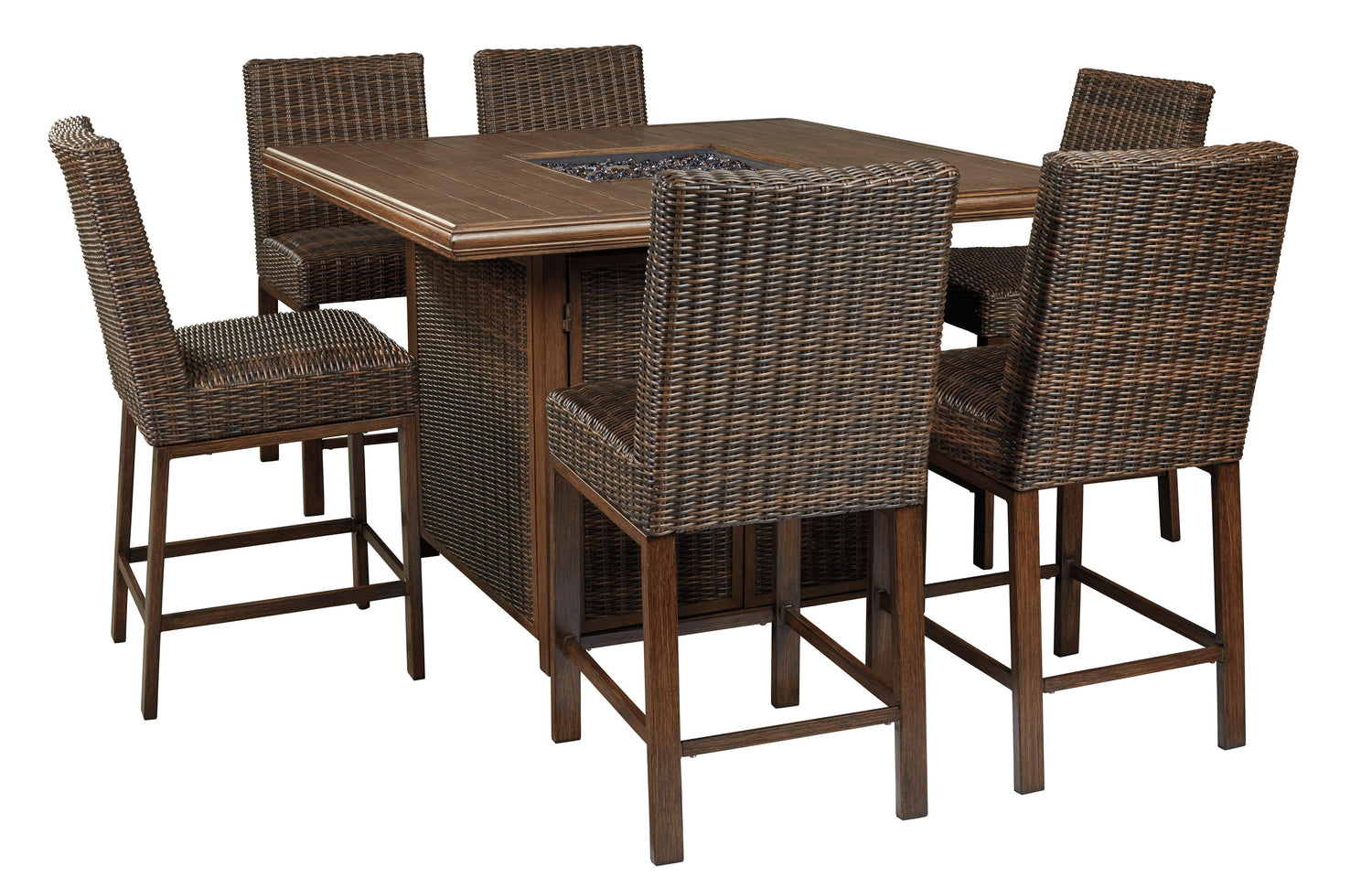 Paradise Trail Medium Brown Bar Table With Fire Pit - Ella Furniture