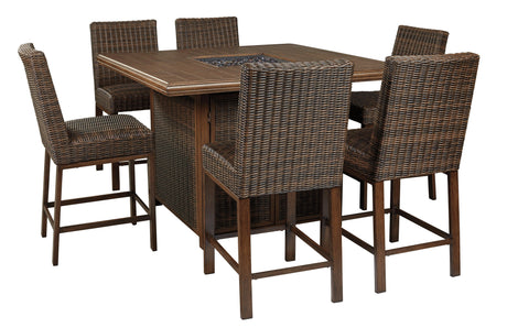 Paradise Trail Medium Brown Bar Table With Fire Pit - Ella Furniture