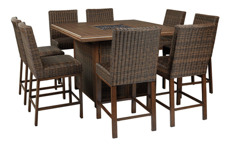 Paradise Trail Medium Brown Bar Table With Fire Pit - Ella Furniture