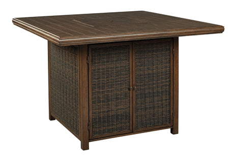 Paradise Trail Medium Brown Bar Table With Fire Pit - Ella Furniture
