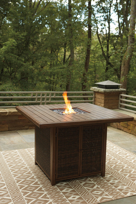 Paradise Trail Medium Brown Bar Table With Fire Pit - Ella Furniture
