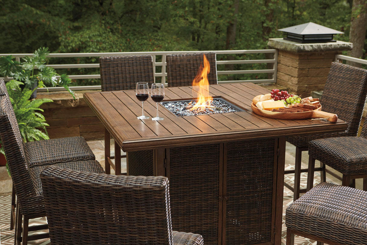 Paradise Trail Medium Brown Bar Table With Fire Pit - Ella Furniture