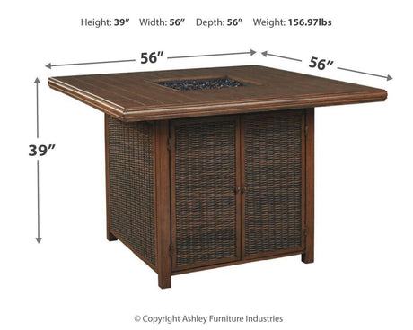 Paradise Trail Medium Brown Bar Table With Fire Pit - Ella Furniture
