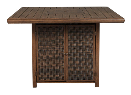 Paradise Trail Medium Brown Bar Table With Fire Pit - Ella Furniture