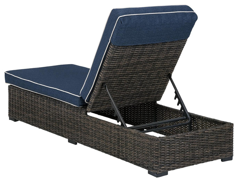 Grasson Lane Brown/blue Chaise Lounge With Cushion - Ella Furniture