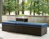 Grasson Lane Brown/blue Chaise Lounge With Cushion - Ella Furniture