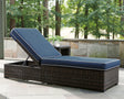 Grasson Lane Brown/blue Chaise Lounge With Cushion - Ella Furniture