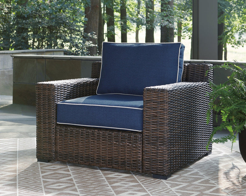 Grasson Lane Brown/blue Lounge Chair With Cushion - Ella Furniture