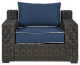 Grasson Lane Brown/blue Lounge Chair With Cushion - Ella Furniture