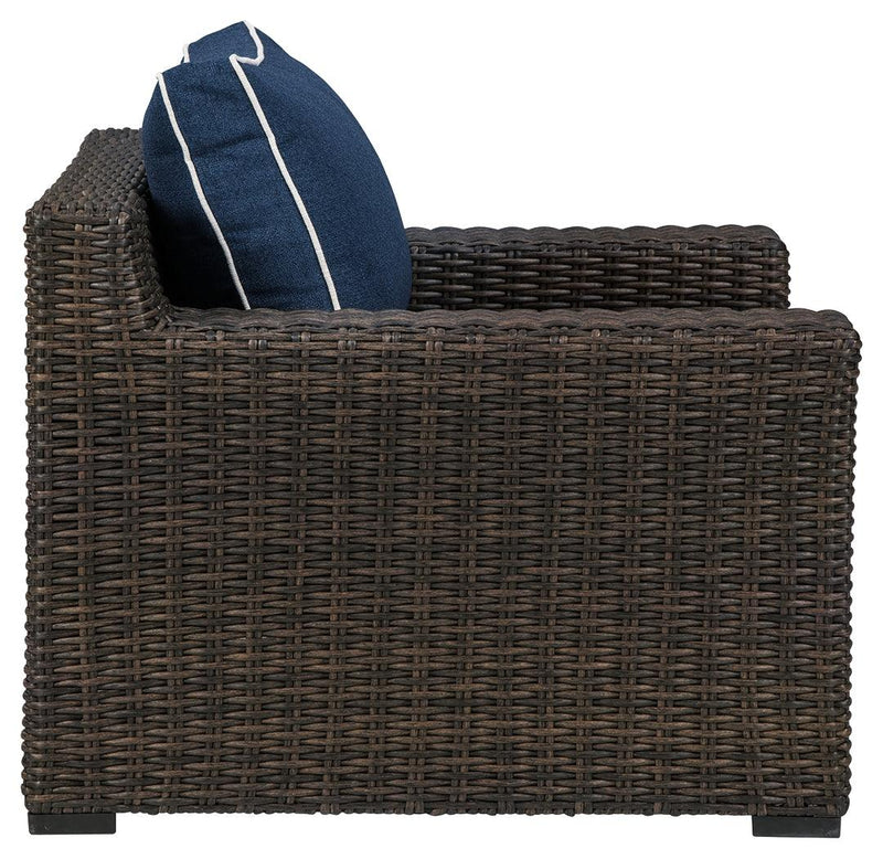 Grasson Lane Brown/blue Lounge Chair With Cushion - Ella Furniture
