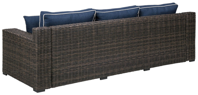 Grasson Lane Brown/blue Sofa With Cushion