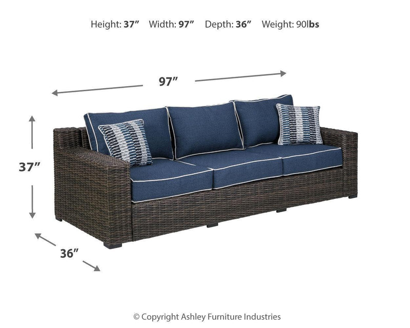 Grasson Lane Brown/blue Sofa With Cushion