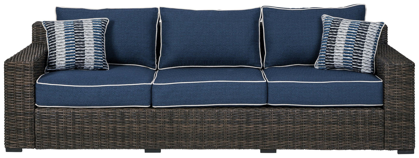 Grasson Lane Brown/blue Sofa With Cushion - Ella Furniture