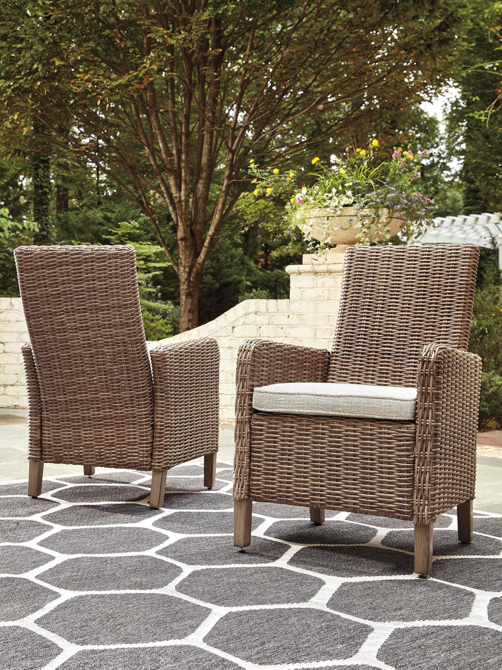 Beachcroft Beige Arm Chair With Cushion (Set Of 2) - Ella Furniture