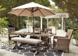 Beachcroft Beige Dining Table With Umbrella Option - Ella Furniture