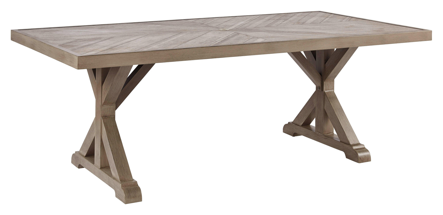 Beachcroft Beige Dining Table With Umbrella Option - Ella Furniture