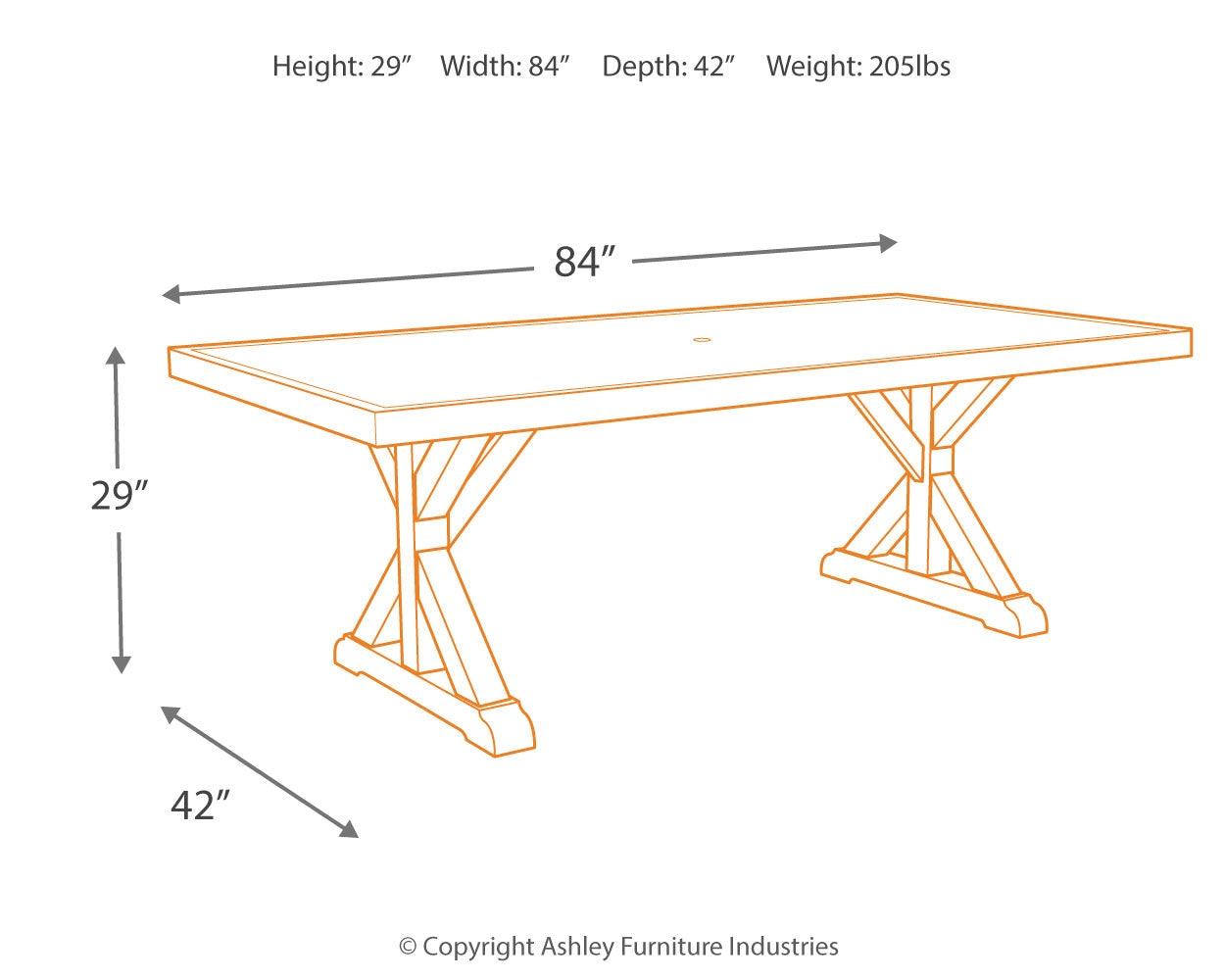 Beachcroft Beige Dining Table With Umbrella Option - Ella Furniture