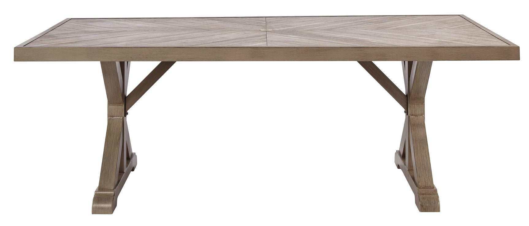 Beachcroft Beige Dining Table With Umbrella Option - Ella Furniture