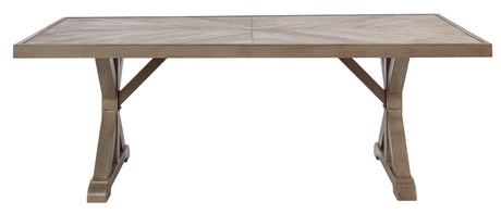 Beachcroft Beige Dining Table With Umbrella Option - Ella Furniture