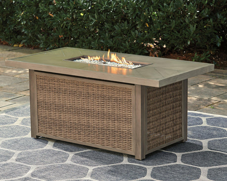 Beachcroft Beige Fire Pit Table - Ella Furniture