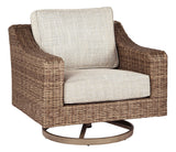 Beachcroft Beige Swivel Lounge Chair - Ella Furniture