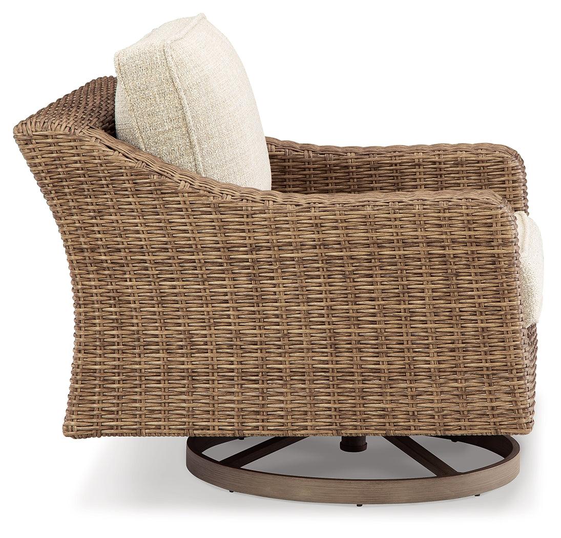 Beachcroft Beige Swivel Lounge Chair - Ella Furniture