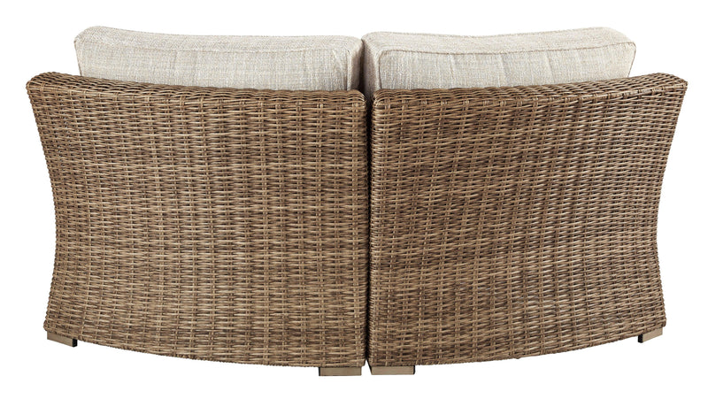 Beachcroft Beige Curved Corner Chair With Cushion - Ella Furniture