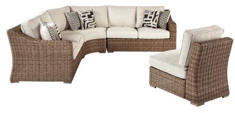 Beachcroft Beige 4-Piece Outdoor Seating Set - Ella Furniture