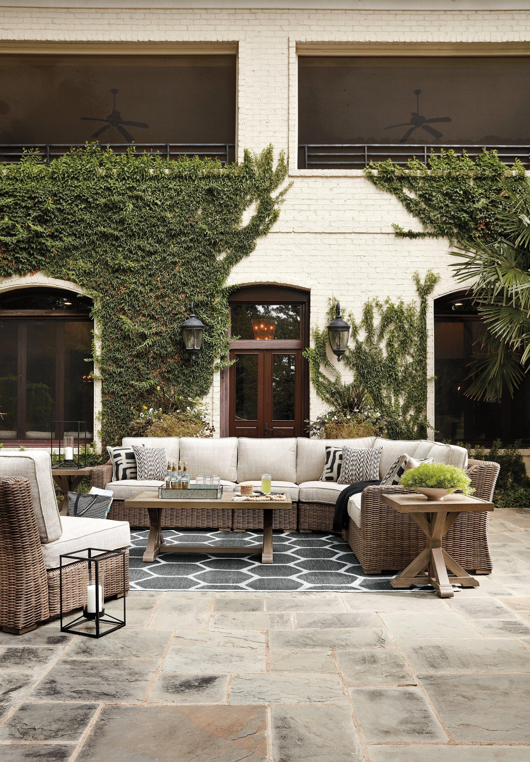 Beachcroft Beige 5-Piece Outdoor Seating Set - Ella Furniture