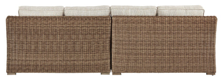 Back view of Beachcroft Beige Outdoor Sectional Loveseat Set