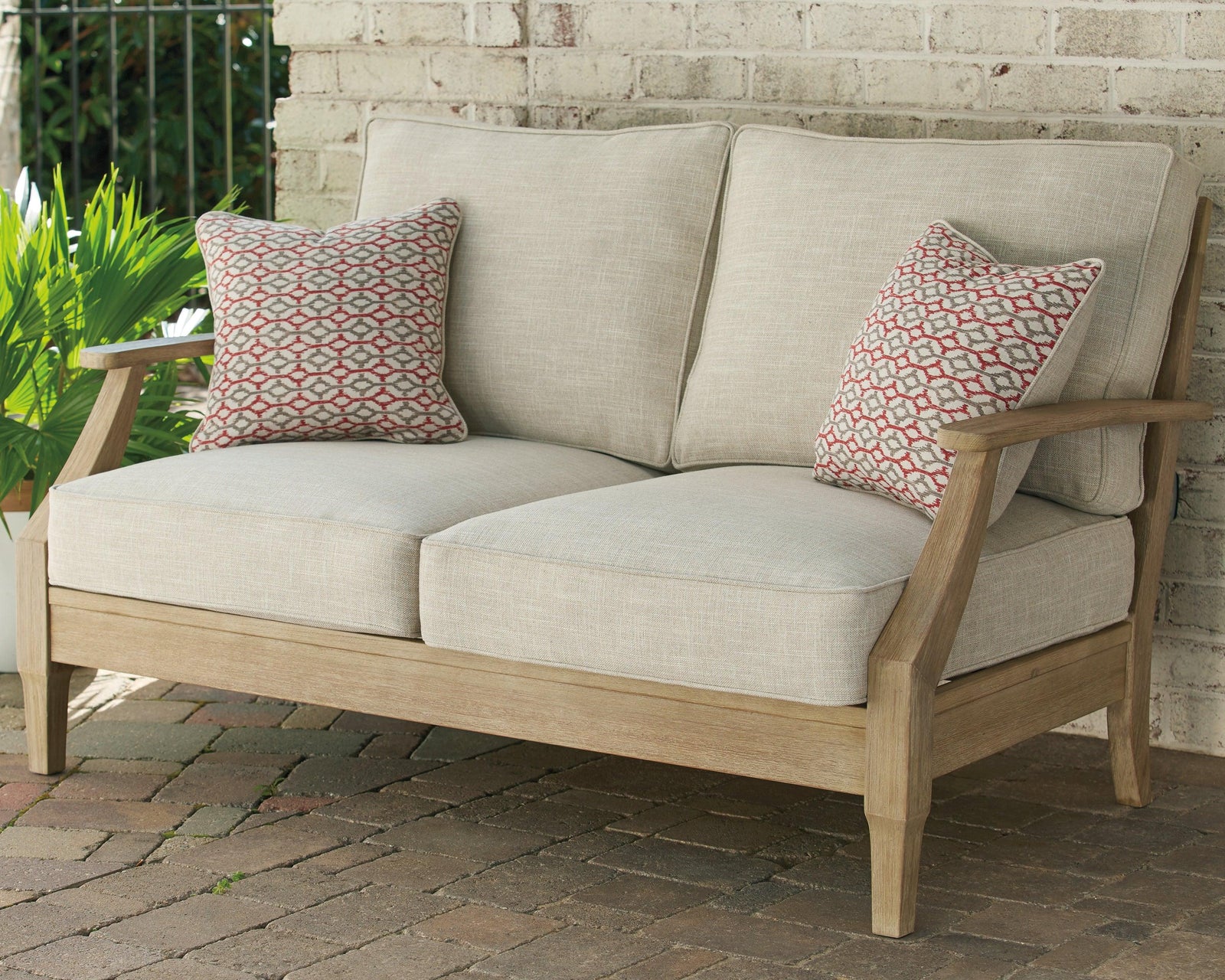 Clare View Beige Loveseat With Cushion - Ella Furniture