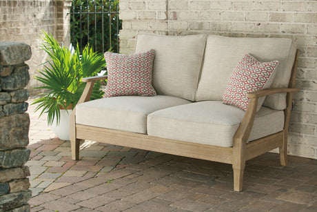 Clare View Beige Loveseat With Cushion - Ella Furniture