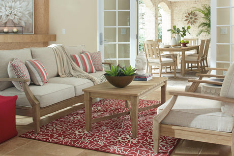 Clare View Beige Sofa With Cushion - Ella Furniture