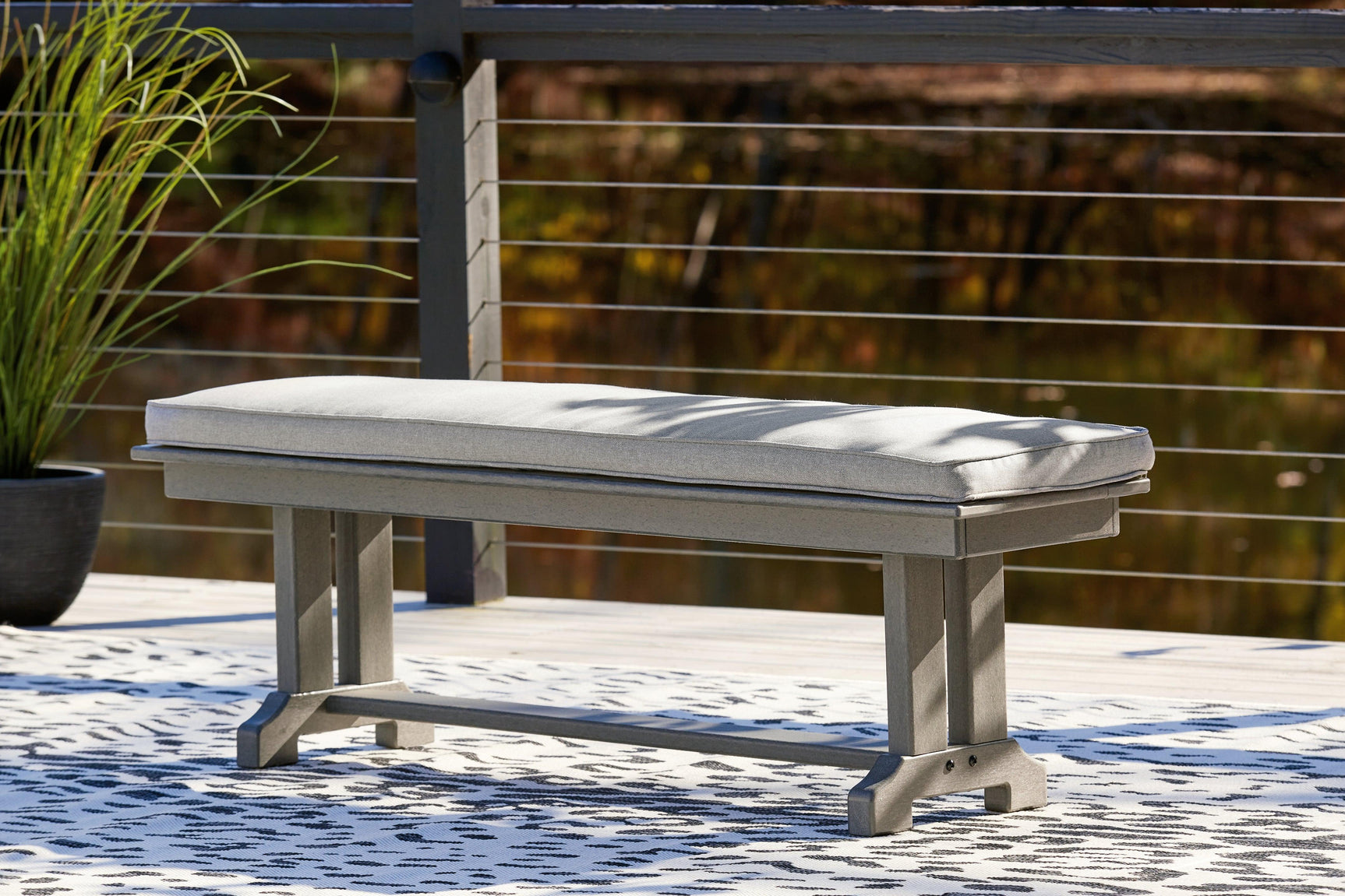 Visola Gray Bench With Cushion - Ella Furniture