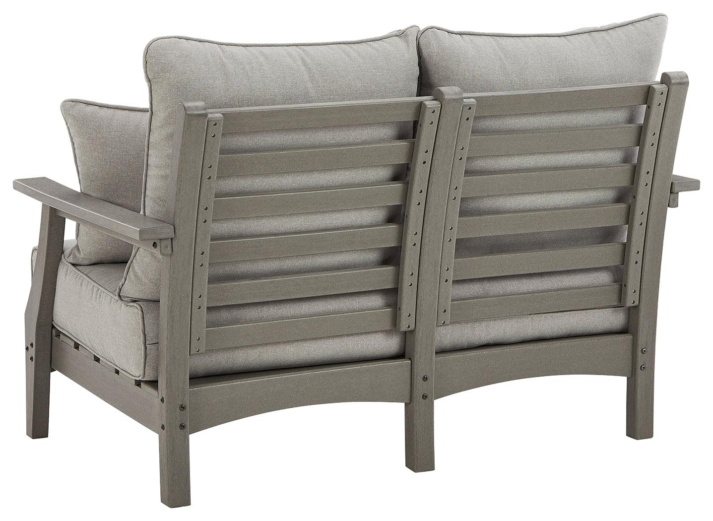 Visola Gray Outdoor Loveseat With Cushion - Ella Furniture