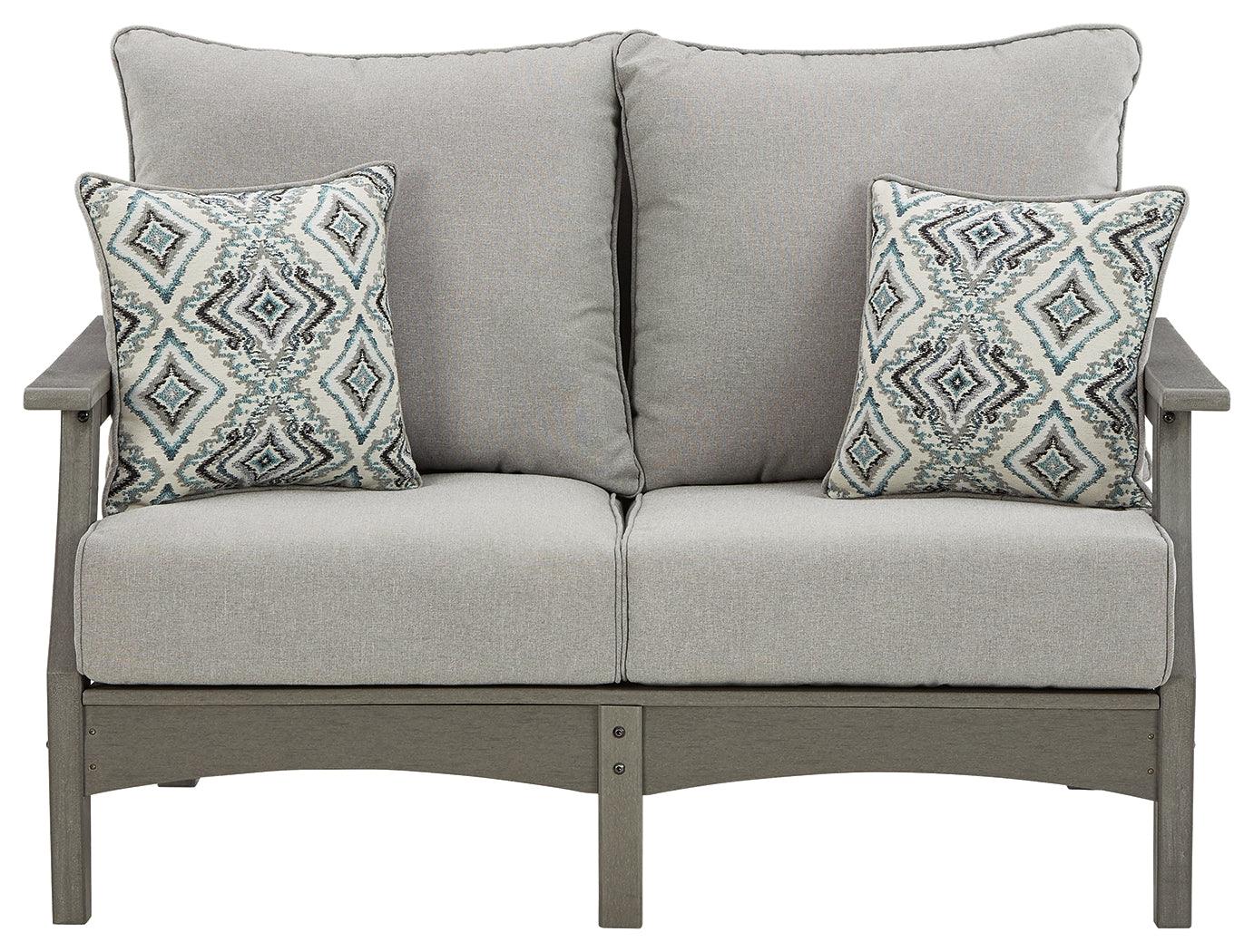 Visola Gray Outdoor Loveseat With Cushion - Ella Furniture