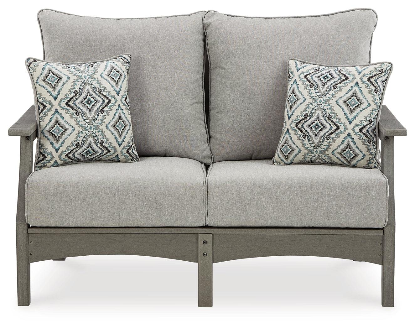 Visola Gray Outdoor Loveseat With Cushion - Ella Furniture