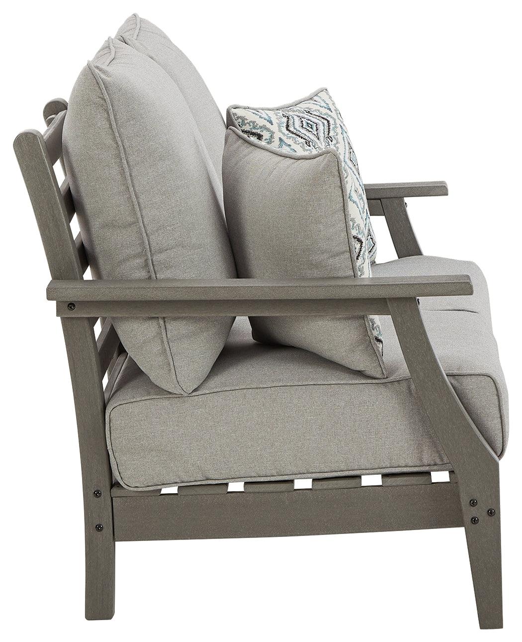 Visola Gray Outdoor Loveseat With Cushion - Ella Furniture