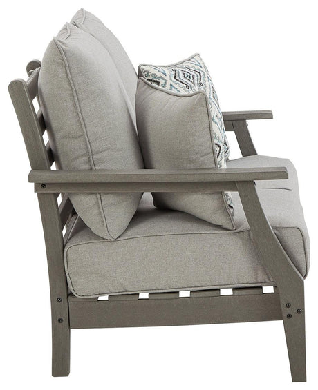 Visola Gray Outdoor Loveseat With Cushion - Ella Furniture