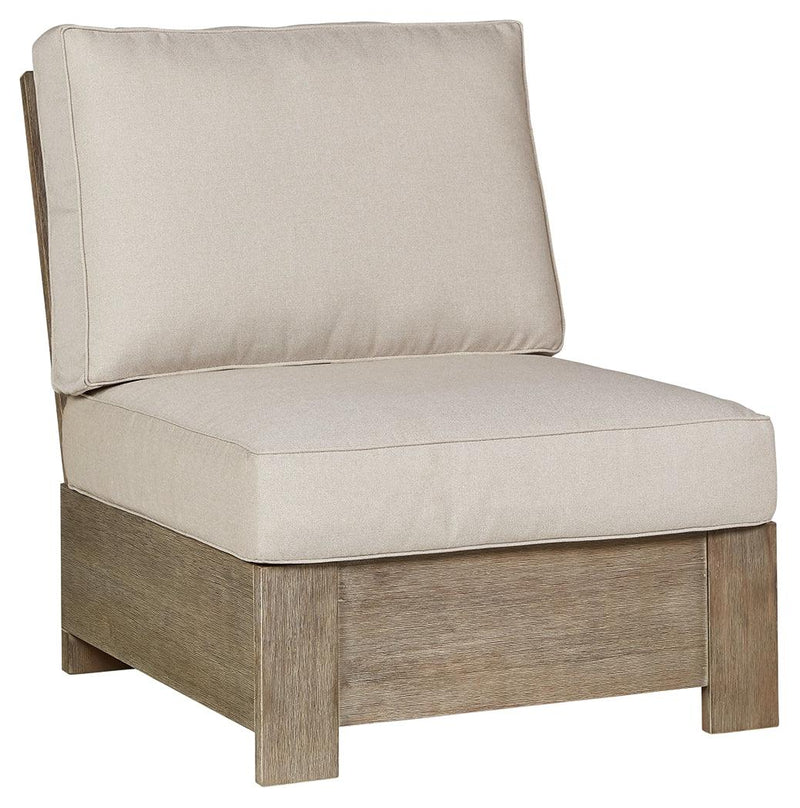 Silo Point Brown Outdoor Armless Chair With Cushion - Ella Furniture