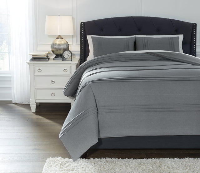 Mattias Gray 3-Piece King Comforter Set - Ella Furniture