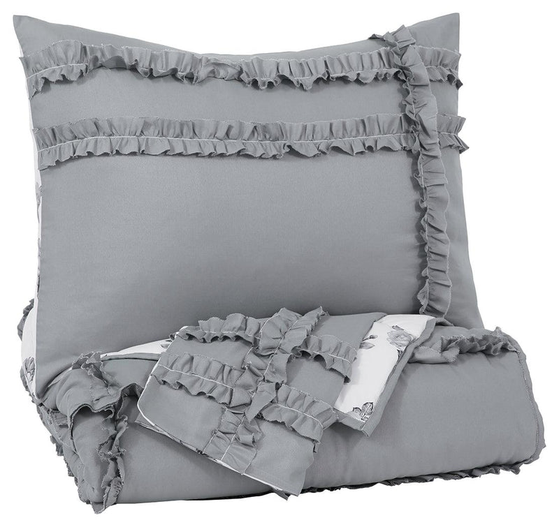 Meghdad Gray/white 2-Piece Twin Comforter Set