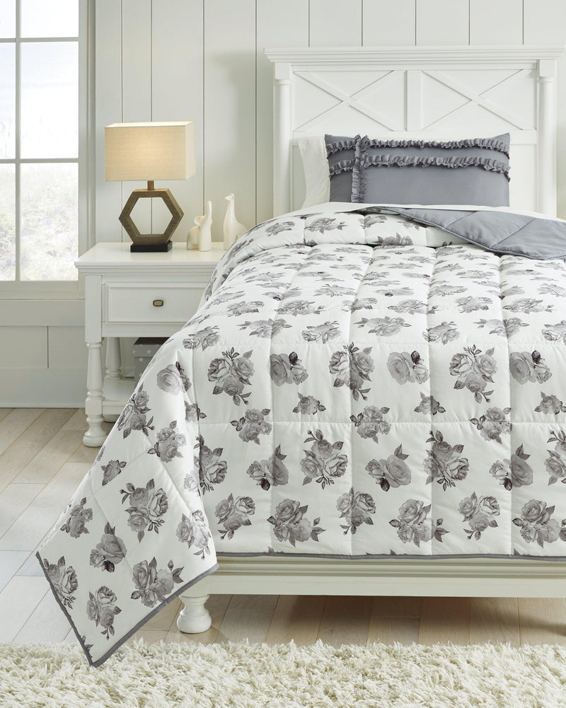 Meghdad Gray/white 2-Piece Twin Comforter Set - Ella Furniture