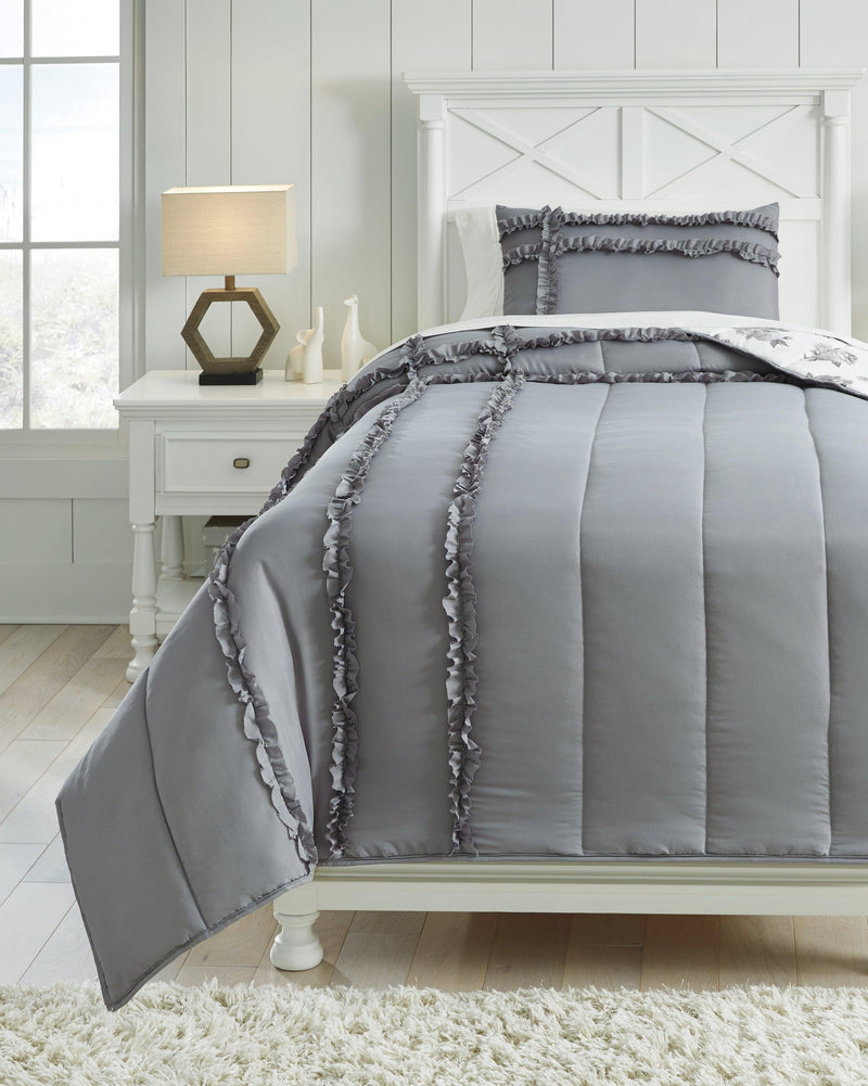 Meghdad Gray/white 2-Piece Twin Comforter Set - Ella Furniture