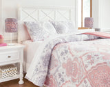 Avaleigh Pink/white/gray Full Comforter Set - Ella Furniture