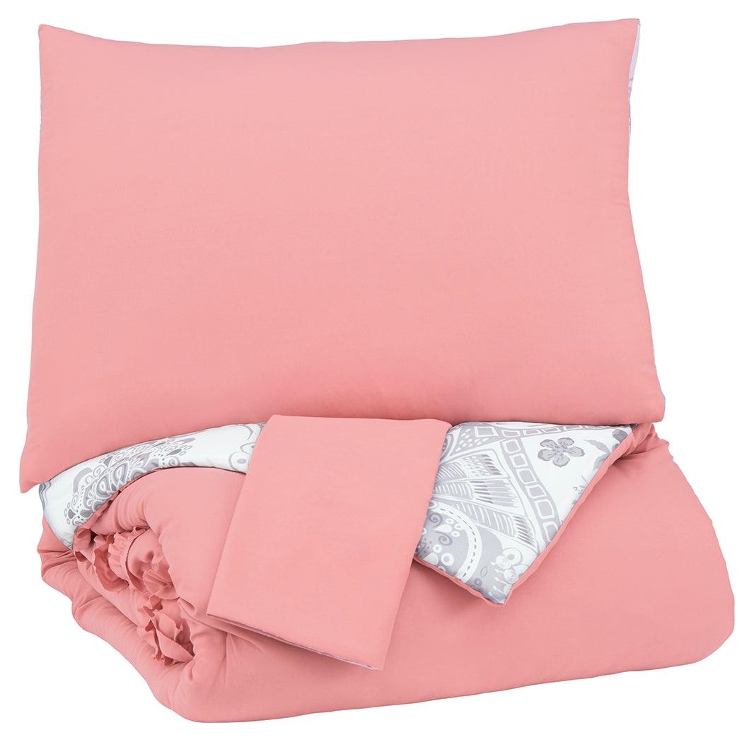 Avaleigh Pink/white/gray Full Comforter Set - Ella Furniture