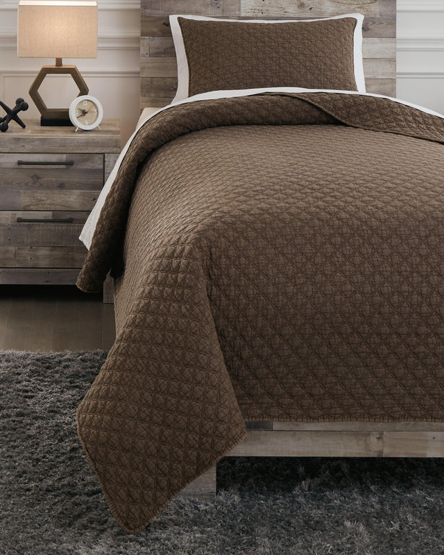 Ryter Brown Twin Coverlet Set - Ella Furniture