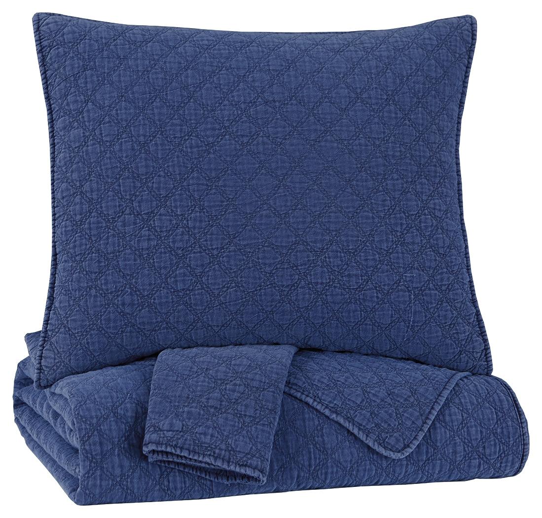 Ryter Navy 3-Piece King Coverlet Set - Ella Furniture